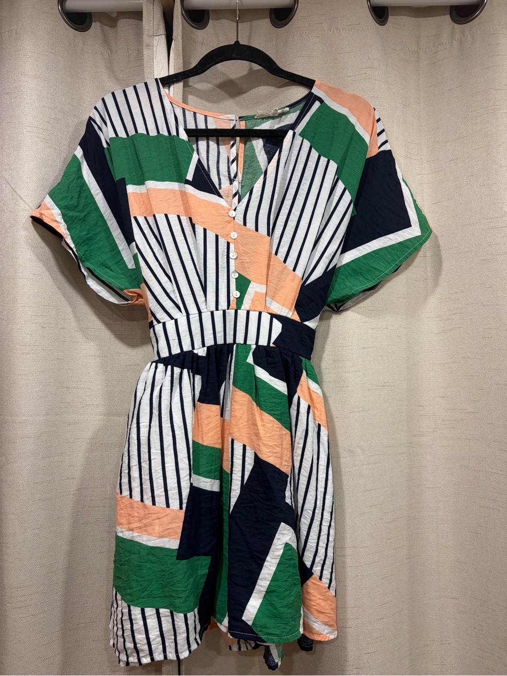 Entro Striped Geo Print Shorts Romper